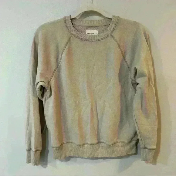 American Eagle Ivory Beige Tan Pullover Oversized  Crewneck Sweater Size X-Small - Picture 1 of 4
